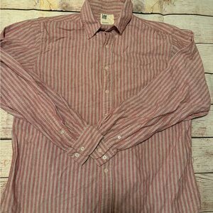 Lee Men's Casual Red and White Striped Shirt